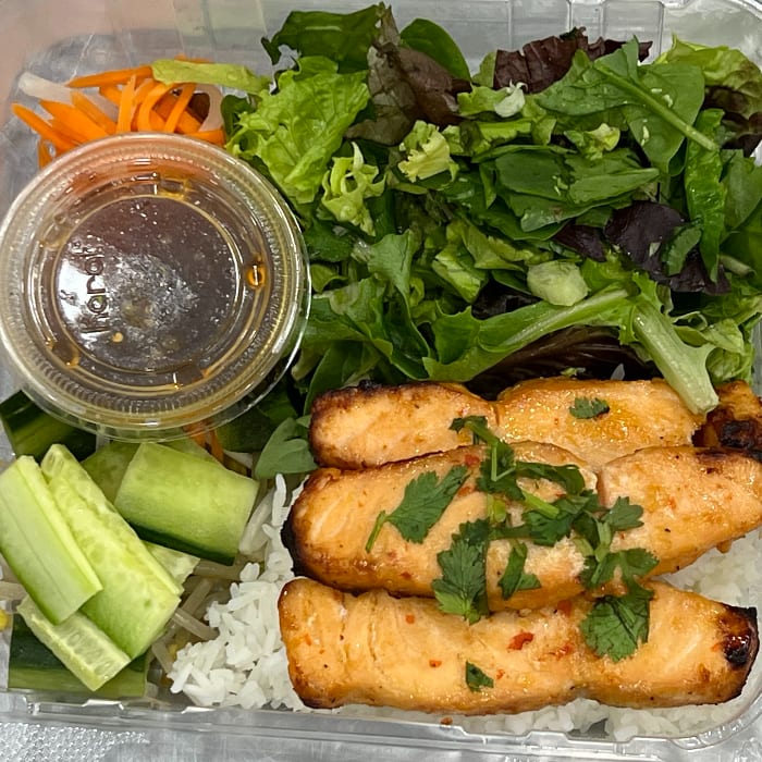 Grilled Salmon Bánh Mì Bowl (Gluten Free).